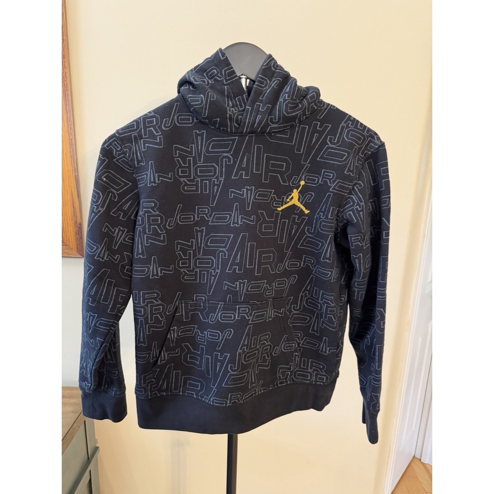 Jordan Youth XL Black All Over Print Hoodie Gold Jumpman Nike